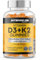 High Strength 90 Vitamin D3 4000 IU Gummies with K2 & Calcium - Sugar Free Orange Chewable for Strong Bones, Teeth & Immune Health - Non-GMO Vegan Gluten-Free - Vitamins D Food Supplement