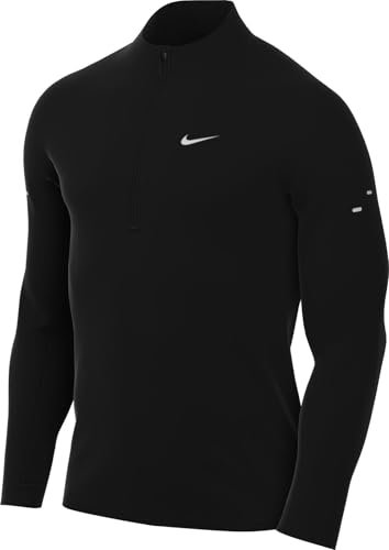 Nike Stride Dri-Fit Midlayer Running Top with Half Zip for Men, Black/Reflective Silv, HV2180-010, L