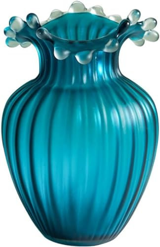 Jarrón de Cristal Azul para decoración de Mesa