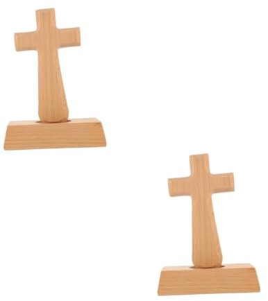 MAGICLULU 2 Stück Kreuzverzierung Katholisch Bücherregal- Girlande Taufjungen Bauernhaus Zimmerlicht Aufkleber Sonnenuhr Nacht Wanddekoration Liebe Eiffel Baum Taufe Beige Holz.
