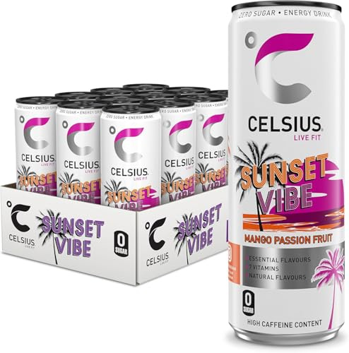 CELSIUS Sparkling Sunset Vibe, Refreshing Energy Drink, 355ml (Pack of 12)