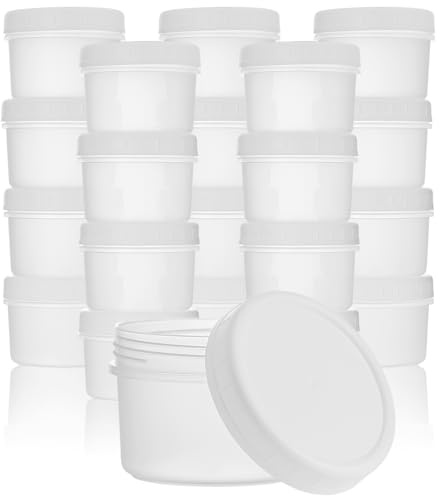 Kunjocy 20 Pcs Small Food Containers with Lids, 4oz /120ml Plastic Deli Tubs with Lids Stackable Food Storage Jars Reusable for Kitchen Lunch Snack Microwave Freezer Safe (120ml)