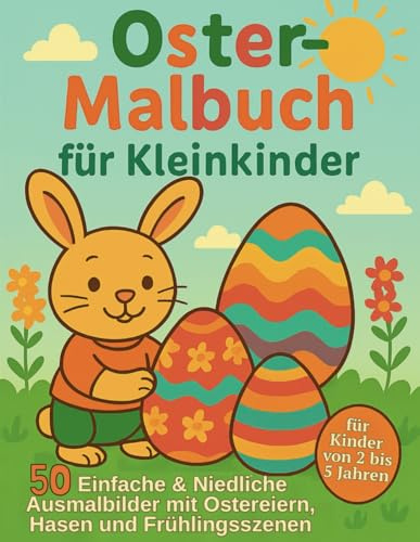 Oster-Malbuch für Kleinkinder: Einfache & niedliche Ausmalbilder mit Ostereiern, Hasen und Frühlingsszenen – für Kinder von 2 bis 5 Jahren