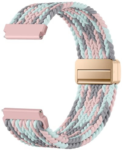 Mastten Correa de reloj deportiva magnética de tela de 22 mm compatible con Samsung Galaxy Watch 3, correa Galaxy Watch de 46 mm, correas trenzadas de nailon de liberación rápida de 22 mm para mujeres