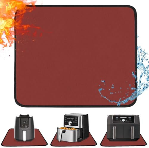 Khongoo Tappetino ignifugo, 30 x 45 cm-1 mm, protezione dal calore per friggitrice, base resistente al calore per piani di lavoro cucina, olio e impermeabile, facile da pulire, rosso, 1 pezzo