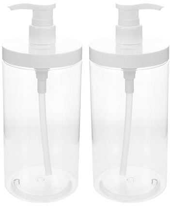 ULTECHNOVO Lot de 2 Flacons Pompe Vides 1000 ML Transparent Grosse Ouverture Distributeur à Pompe Vide pour Voyage Activités de Plein Air
