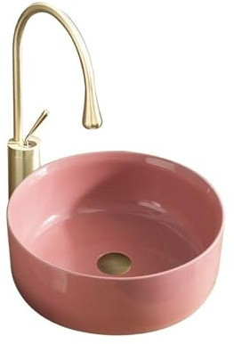 ASerZenith Lavabo Vasque De Salle De Bain, Petit Lavabo De Comptoir, Lavabo De Terrasse, Lavabo Rond Simple À Poser sur Un Meuble-Lavabo