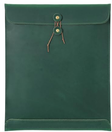 Pu Leder Dokumentenmappe Vintage-Ledermappe im A4-Format, Padfolio-Tasche aus echtem Rindsleder(Greed)
