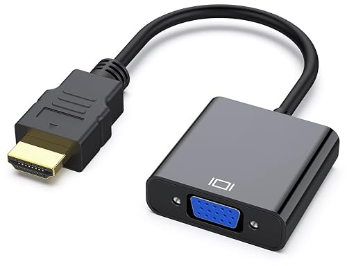 ionz HDMI to VGA, Gold-Plated Adapter (Male to Female) for Computer, PLug and Play, Desktop, Laptop, PC, Monitor, Projector, HDTV, Chromebook, Raspberry Pi, Roku, Xbox - Black