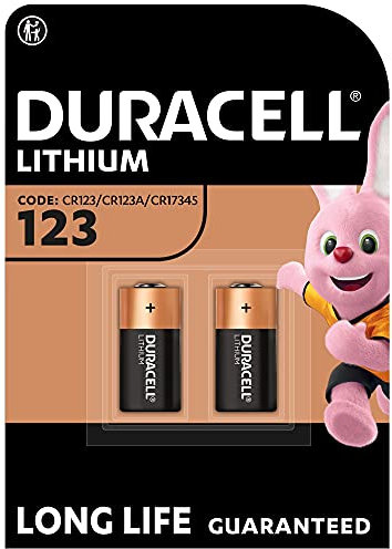 DURACELL CR123 (2 Pack) High Power Lithium Battery 3V (CR123A / CR17345) – Long life guarantee – For Cameras, Flashlights, Smoke Detectors & Small Devices – 10–Year Storage Guarantee - Leak Prevention