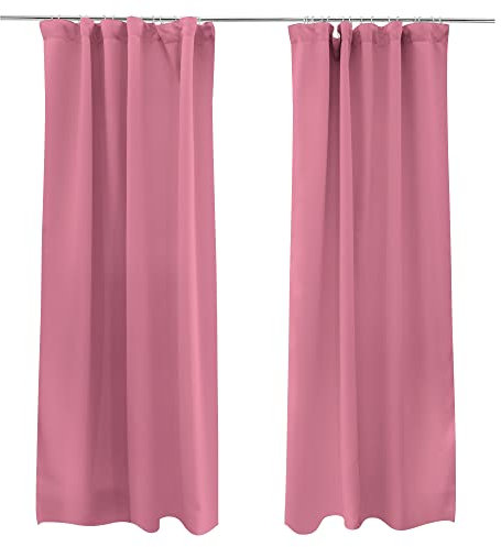 Victoria M. Aurora Verdunkelungsvorhang Blickdicht Thermovorhang mit Kräuselband, für Gardinenstangen und -schienen 140 x 245cm, Rosa, 2er Pack