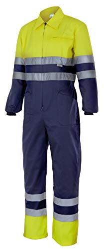 VELILLA P15170Xl Tuta bicolore ad alta visibilità, colore blu navy e giallo fluoro, taglia XL