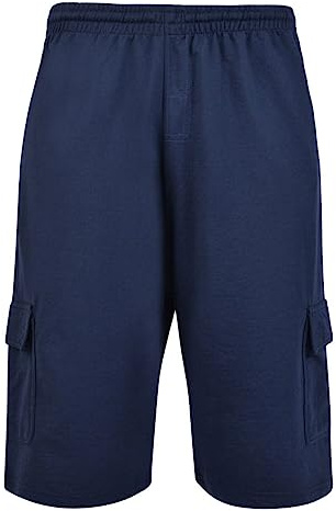 Kam Jeanswear Kam Mens Big Size Cotton Terry Jersey Cargo Shorts (300) in Navy in 4XL