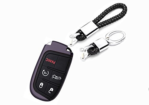 Porte-clés de voiture pour Jeep Cherokee Renegade Boussole modèles clés en cordon tressé à la main en TPU pour télécommande de voiture., Noir