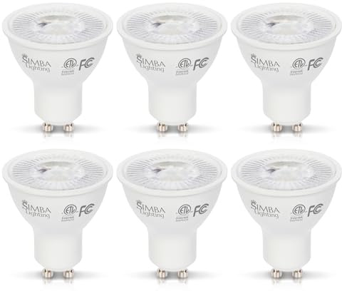 Simba Lighting LED GU10 5W ETL Listed Twist-N-Lock Bipin Base 5000K, 6 Pack