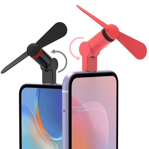 XNMBCRE Ventola originale per iPhone (confezione da 2), mini ventilatore con rotazione a 180, vento forte, leggero, compatibile con iPhone, iPad, iPod e qualsiasi dispositivo di illuminazione.