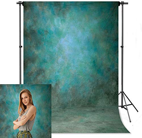 Econious Photography Backdrop, 1.5x2.2m Abstract Cyan Portrait for Studio Props With Rod Pocket (Backdrop Only)