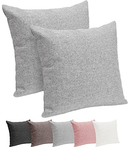 Selfitex 2er Set 50x50 cm, Sofakissen mit Füllung und Bezug, Dekokissen, Kopfkissen mit weicher Kissenfüllung, stilvolle Kissen Deko, robuster Polsterstoff, hochwertiges Couch Kissen (Grau)