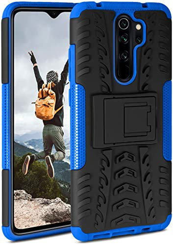 OneFlow Tank Case, Compatible with Xiaomi Redmi Note 8 Pro, Outdoor Case, Shockproof, Phone Case with Kickstand, Camera and Screen Protector, Mobile Phone Hard Case, Horizon - Blue
