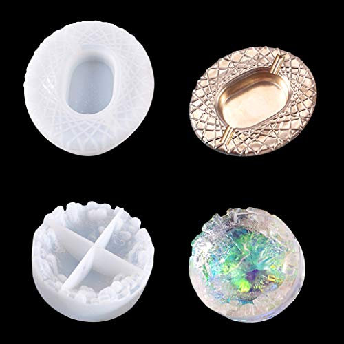 TikooTik 2 Pack Aschenbecher-Form für Harz Silikonform Gießform Resin Mold Epoxidharz Formen DIY Runden Oval Aschenbeche (2 pcs)