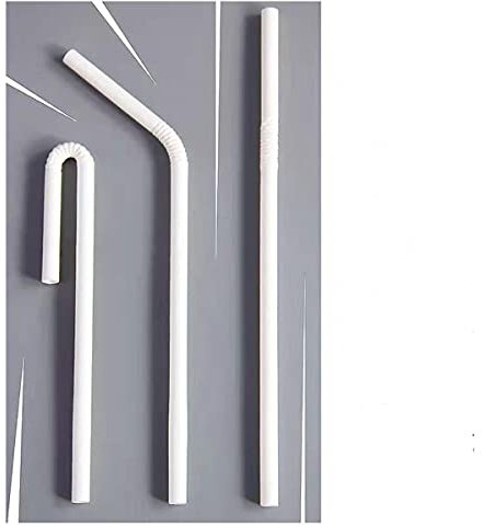 zhibang 100/400/600 pailles de Couleurs primaires écologiques, pailles biodégradables, pailles de fête, pailles Blanches (White Bend,100)