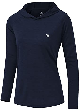 YSENTO Damen Outdoor Wandershirt Atmungsaktive Leicht Sport Langarmshirt Laufshirt Pullover Yoga Training T-Shirt Tops(Dunkle Marine,M)