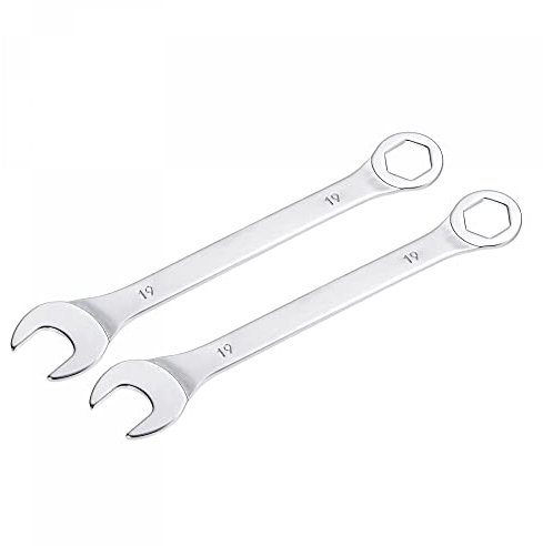 sourcing map 2Stk Dünn Ring Maulschlüssel mit Offset 6-Punkt Ende und Abgewinkelt Offen 19mm