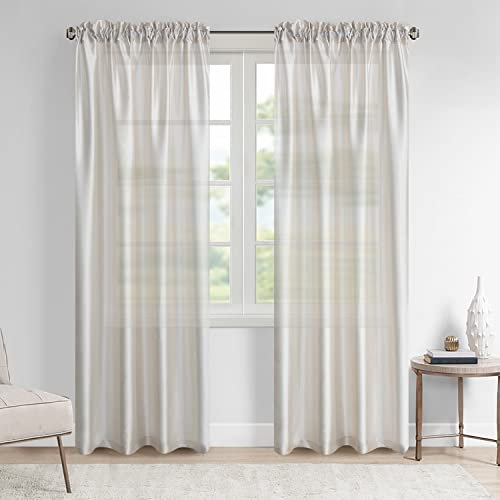 GYROHOME Tende semi-velate in finta seta beige con filtro della luce dupioni drappeggi in seta con tasca per asta e finestra, per camera da letto, 2 pannelli, 132 x 304 cm