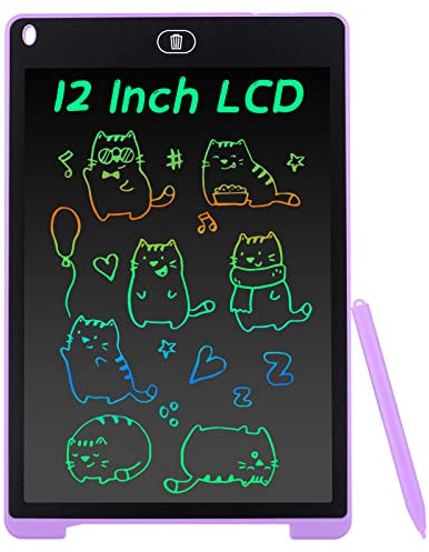 Coolzon Tavoletta Grafica LCD Scrittura Colorato 12 Pollice, Elettronica Lavagna Cancellabile da Disegno con Penna, Portatile Lavagnetta per Bambini Digitale Ewriter con Pulsante Elimina, Viola