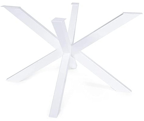 Magnetic Mobel Tischgestell Atal Tischbeine Kreuzgestell Tischkufen Stahl Metall Esstisch Schreibtisch Konferenztisch - Für Glastischplatten (Weiß, 107x73 cm)