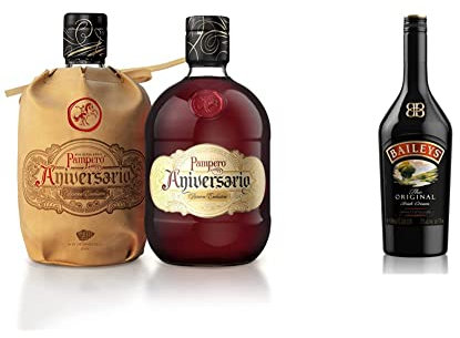 Pampero Aniversario Ron, 700 ml + Baileys Irish Cream Original, Licor de Crema de Whisky Irlandesa, 1 l
