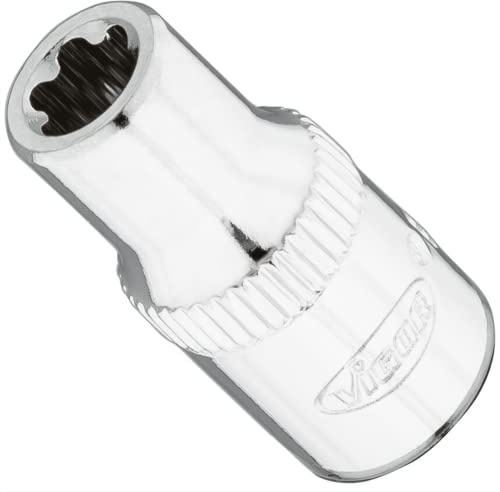 VIGOR Steckschlüsseleinsatz, V7920-EP7, 1/4″, EP Profil, SW E7+ | 1/4 Zoll (6,3 mm) Vierkant hohl, Antrieb 1/4 Zoll (6,3 mm) Vierkant hohl, Abtrieb E+ Profil, 11 g, SW E7+ , 1/4″ , EP Profil