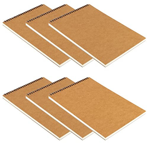 MUKCHAP 6 Stück Skizzenbuch A3 Spiralbindung, Querformat, 160 g/m², A3 Skizzenblock mit blanko Papier, 30 Blatt/60 Seiten