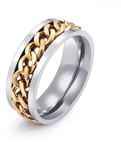 XJruixi Korean Version Simple Motorcycle Chain Ring for Men Women Punk Hip Hop Stainless Steel Biker Men's Ring Fashion Jewelry Gifts