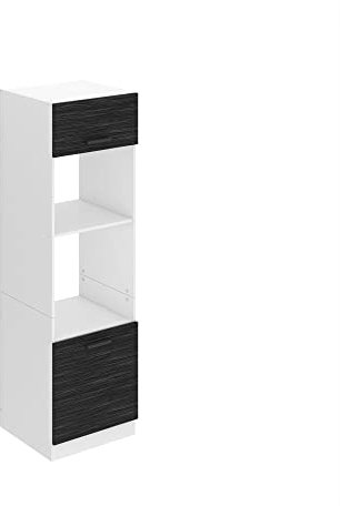 BELINI | Mikrowelle Schrank | Küchenschränke | Hochschrank Küche | Mikrowellenschrank 60 x 204 cm | Küchenbuffet mit 2 Türen und 2 Regalen | Kommode | Küchenregal | Königliches Ebenholz