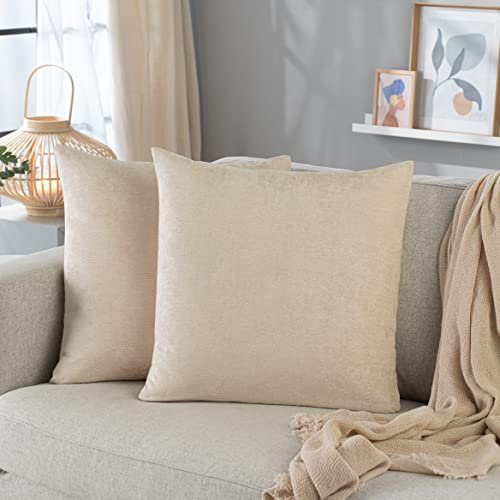 ZIGZAX 2er Set 50x50cm Kissenbezug SAMT Dekorative Kissenbezüge Dekokissen Sofakissen Kissenhülle Kissenbezug Weich Kuschelig Dekorativ Bezug für Wohnzimmer Schlafzimmer Beige