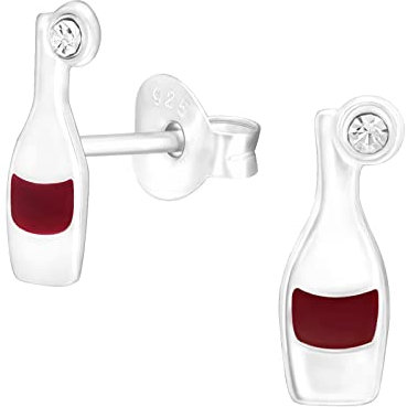 The Rose & Silver Company Women Girls 925 Sterling Silver Crystal Bottle Stud Earrings