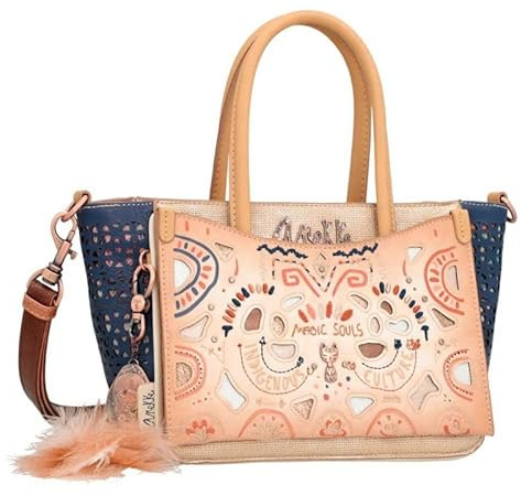 Anekke - Damentasche - Damentasche aus Kunstleder mit 2 kurzen Griffen, Taschen, Umhängetasche und Reißverschluss Menire - Zubehör und Accessoires für Damen - Maße 23 x 17 x 14 cm, bunt, Einheitsgröße