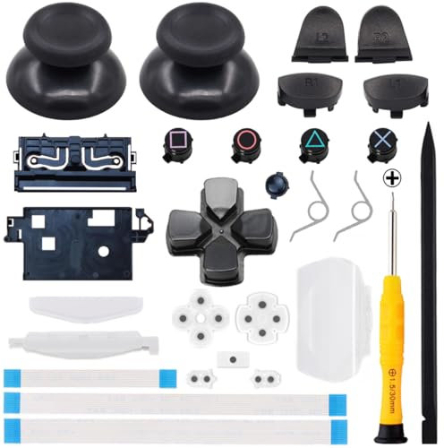 ZHUROUPU Parti di ricambio set completa per il controller per PS4 Pro/Slim, Impugnati analogici e bottoni di proiettile e D-PAD e L1 R1 L2 R2 TRIGGER e kit di riparazione del cacciavite