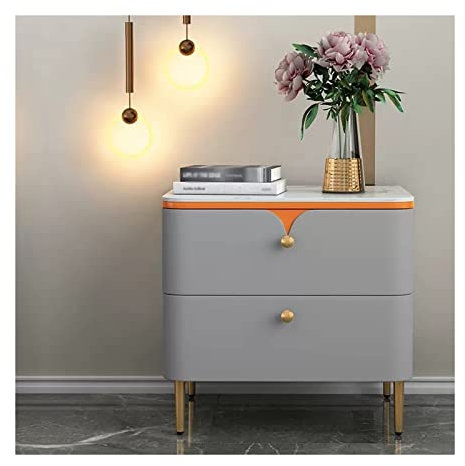 Table de chevet Table de chevet à 2 tiroirs, table d'appoint avec poignées en métal for tiroir et pieds de table, commode de chevet for chambre à coucher et chevet de dortoir, gris Chevet de lit ( Siz