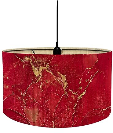 Fansu Pantalla De Lámpara Patrón de Mármol Pantallas de Lámpara de Tela Cubierta De Lámpara De Tambor Cilíndrica Lámpara De Pie Para El Hogar Mesa De Hotel Mesita De Noche (Rojo,30 * 20cm)