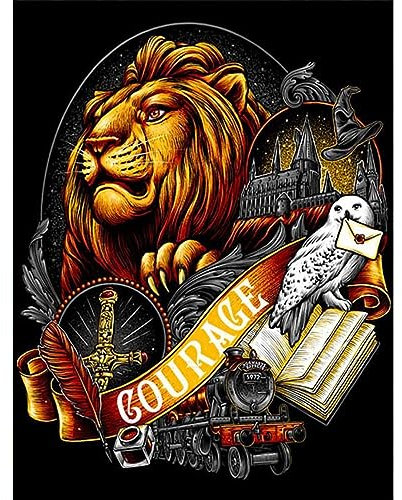 NAIMOER Diamond Painting Löwe Diamant Painting Bilder, Diamond Painting Erwachsene Diamond Painting Bilder Magic Academy 5D Diamant Malerei für Home Wand Décor(30x40cm)