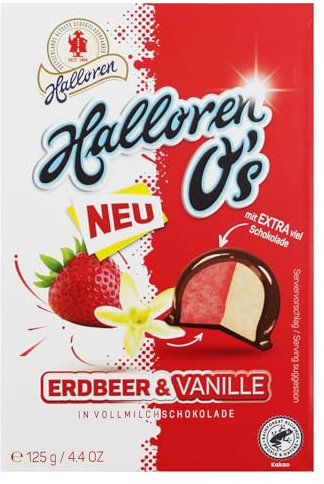 3er Pack Original Halloren Kugeln Erdbeer & Vanille 3 x 125 g Hallorenkugeln Pralinen