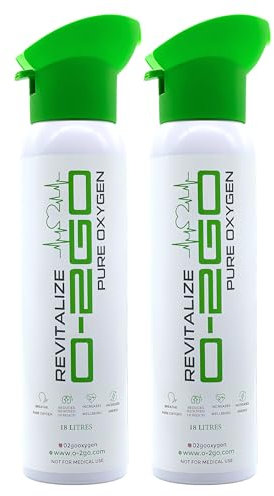 O2GO Oxygen CAN with Integral MASK 99.5% Easy to use Pure Oxygen (36L (litres) Pack of 2) Pure Breathing Oxygen in a Lightweight Aluminium Canister Made in The UK