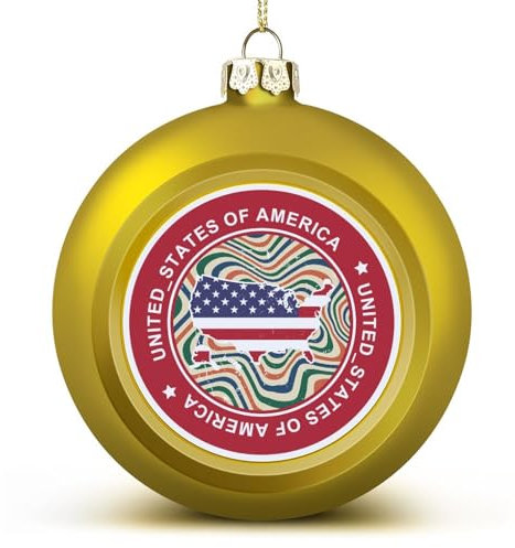 United States Of America Flagge, Weihnachtskugeln, Andenken, Goldene Vereinigte Staaten von Amerika, hängende Ornamente für Weihnachtsbäume, Weihnachtskugeln, Neujahrsgeschenke