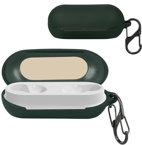 KZIOACSH Silicone Case for Sony WF-C500, Ultra-thin Shock-Absorbing Wireless Earbuds Protective Case Lightweight Waterproof Anti-Lost Earphones Skin Cover with Keychain Hook for Sony WF-C500, Green