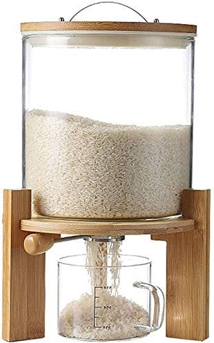 Storage Jars Glass Airtight,5L,Storage Container Set Kitchen,Cereal Dispenser,Container for Muesli Cornflakes Dispenser with Lid,Food Storage Containers with Wooden Stand