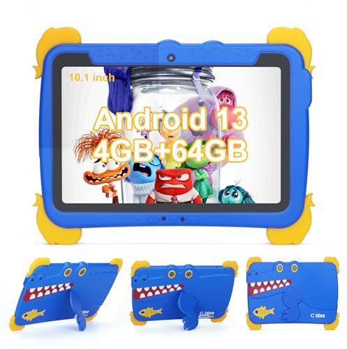 C Idea 10.1 Zoll Android 13 Tablet für Kinder, 4GB RAM 64GB ROM (1TB TF), 1280 * 800 FHD Großbildschirm, 5G WiFi, Tolles Geschenk für Kleinkinder (Blau)