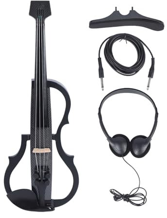 Elektrische Stille Violine mit Tonabnehmer 4/4 in Voller Größe, Professionelle Elektrische Geige aus Kohlefaser und ABS für Erwachsene Jugendliche (Typ 2)