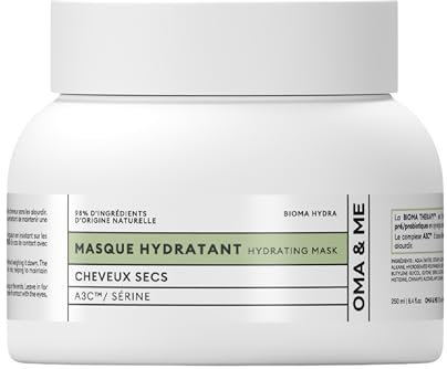 OMA & ME Feuchtigkeitsmaske für trockenes Haar - Pflegt intensiv und spendet langanhaltende Feuchtigkeit - Haarmaske mit A3C und Serin, 98% Inhaltsstoffe natürlichen Ursprungs - 250 ml